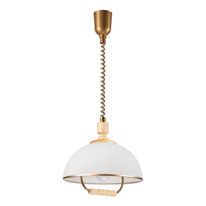 Candelabro de altura ajustável RAMONA 1xE27/60W/230V bege/castanho claro/pinho
