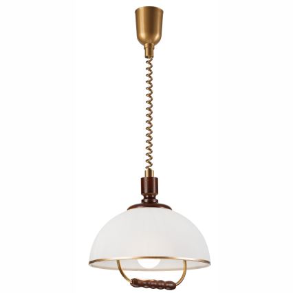 Candelabro de altura ajustável RAMONA 1xE27/60W/230V bege/castanho escuro/pinho
