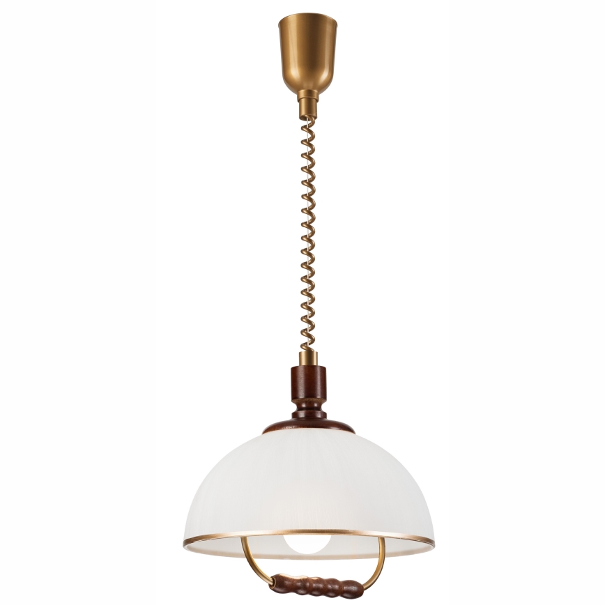 Candelabro de altura ajustável RAMONA 1xE27/60W/230V bege/castanho escuro/pinho