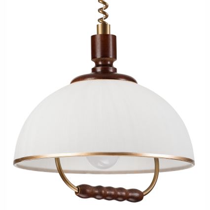 Candelabro de altura ajustável RAMONA 1xE27/60W/230V bege/castanho escuro/pinho