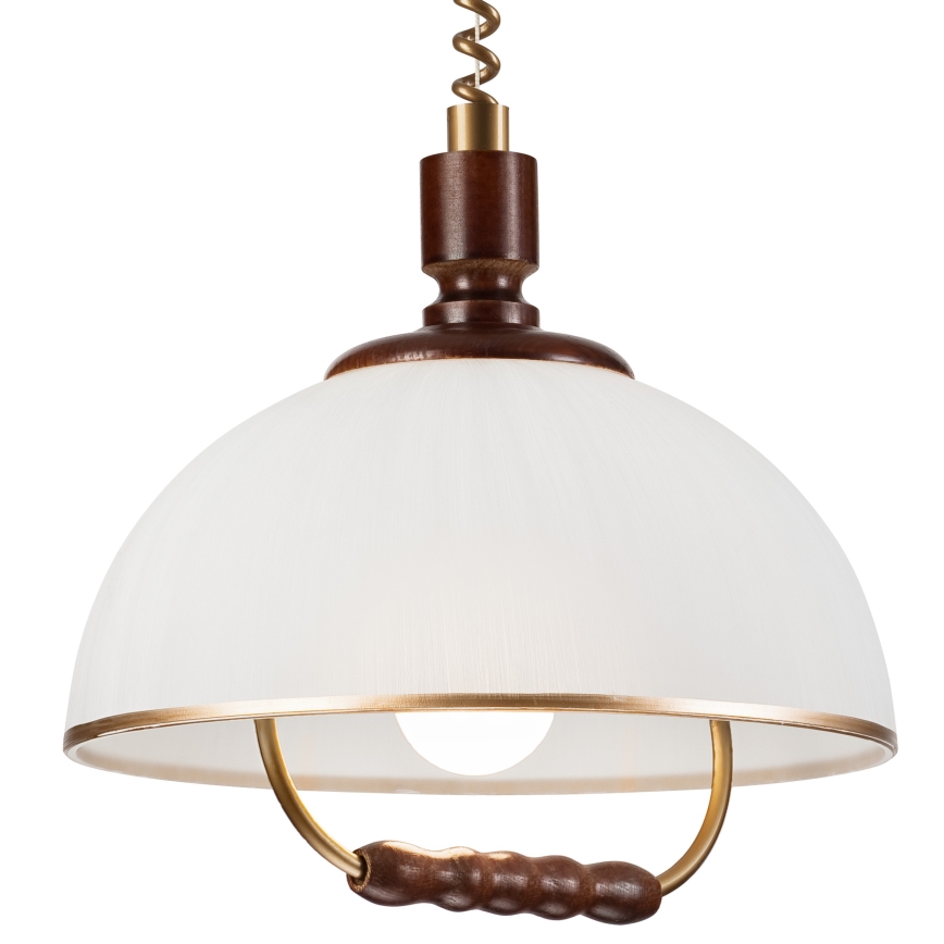 Candelabro de altura ajustável RAMONA 1xE27/60W/230V bege/castanho escuro/pinho