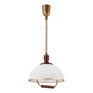 Candelabro de altura ajustável RAMONA 1xE27/60W/230V bege/castanho escuro/pinho