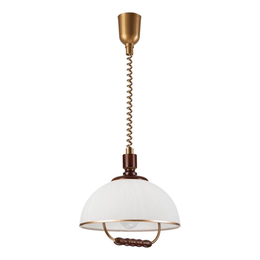 Candelabro de altura ajustável RAMONA 1xE27/60W/230V bege/castanho escuro/pinho