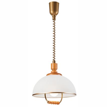 Candelabro de altura ajustável RAMONA 1xE27/60W/230V bege/castanho/pinho