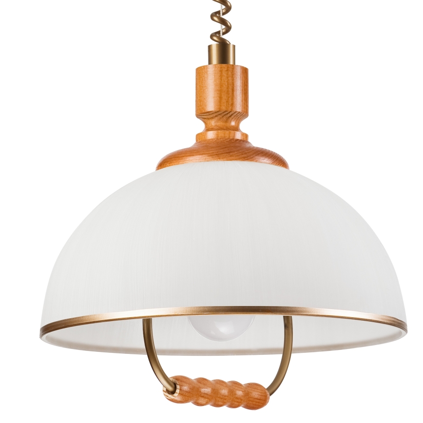 Candelabro de altura ajustável RAMONA 1xE27/60W/230V bege/castanho/pinho