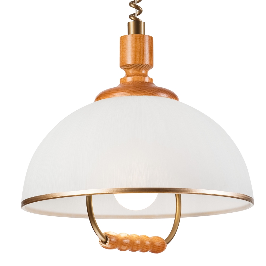 Candelabro de altura ajustável RAMONA 1xE27/60W/230V bege/castanho/pinho