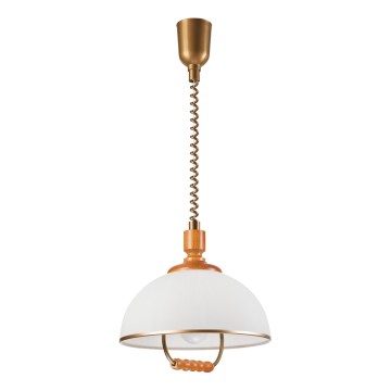 Candelabro de altura ajustável RAMONA 1xE27/60W/230V bege/castanho/pinho