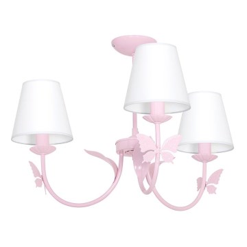 Candelabro de criança BORBOLETA PEQUENA 3xE14/60W rosa
