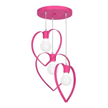 Candelabro de criança LOVE 3xE27/60W/230V rosa