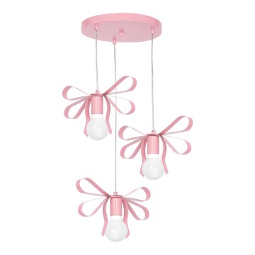 Candelabro de criança NELA 3xE27/60W/230V luz rosa