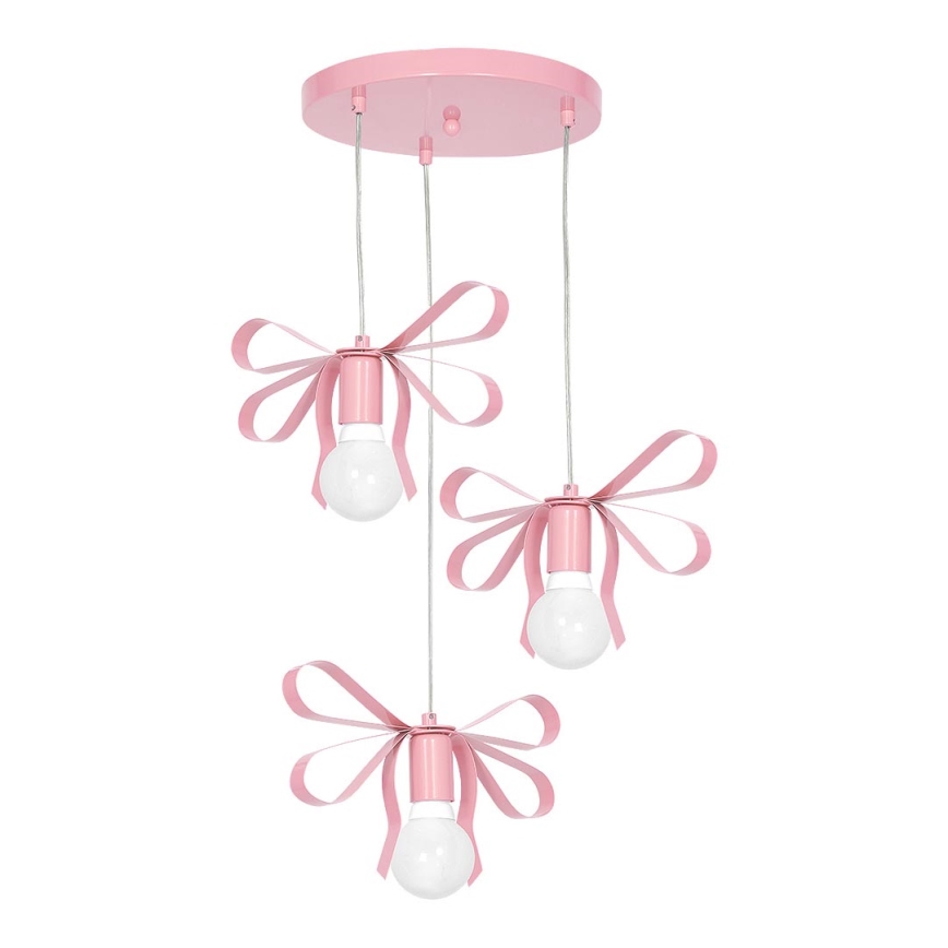 Candelabro de criança NELA 3xE27/60W/230V luz rosa