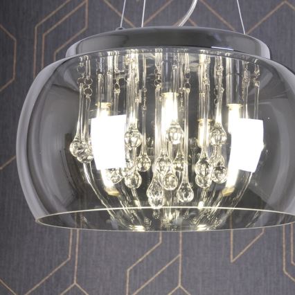 Candelabro de cristal num fio ROMEO 6xG9/8W/230V