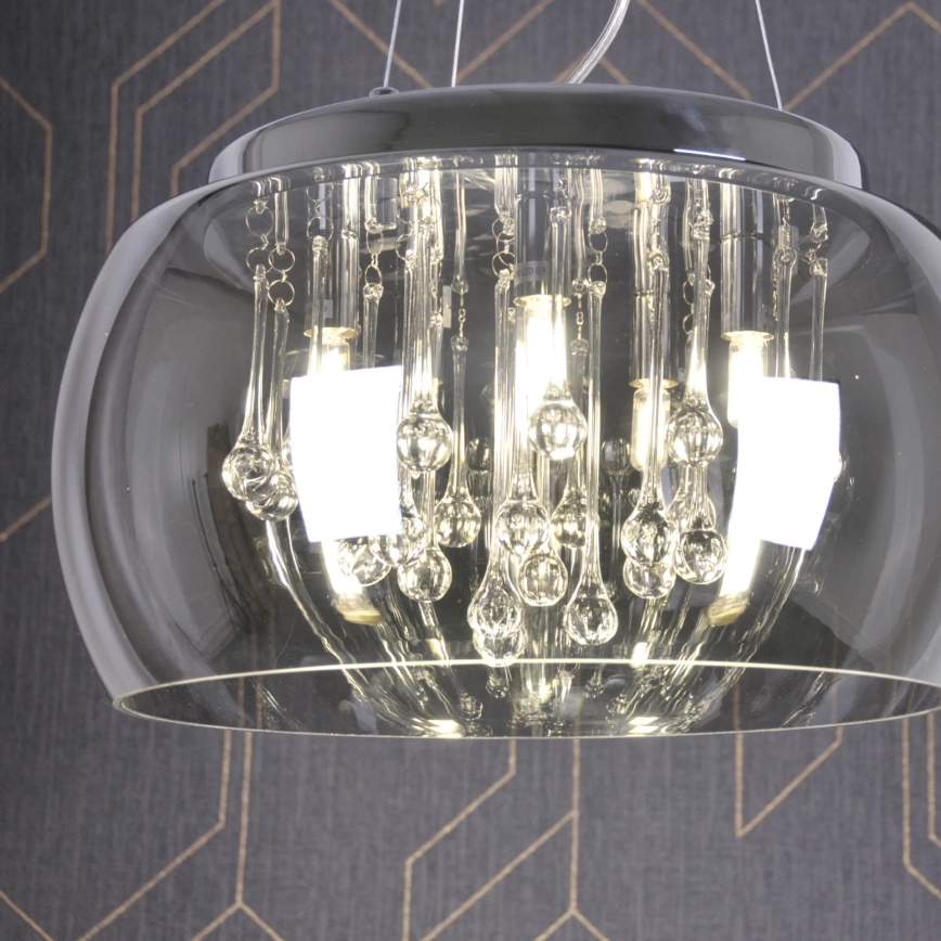 Candelabro de cristal num fio ROMEO 6xG9/8W/230V