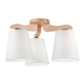 Candelabro fixo ANDREA 3×E27/60W/230V Carvalho/Branco