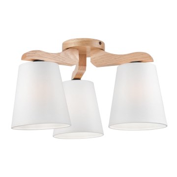Candelabro fixo ANDREA 3×E27/60W/230V Carvalho/Branco