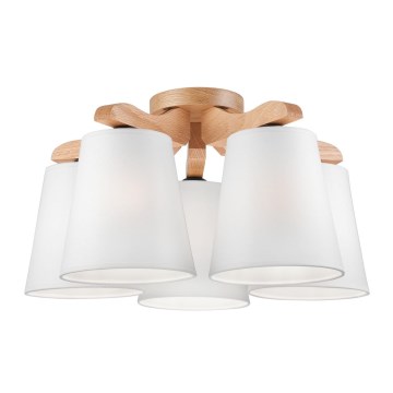 Candelabro fixo ANDREA 5×E27/60W/230V Carvalho/Branco