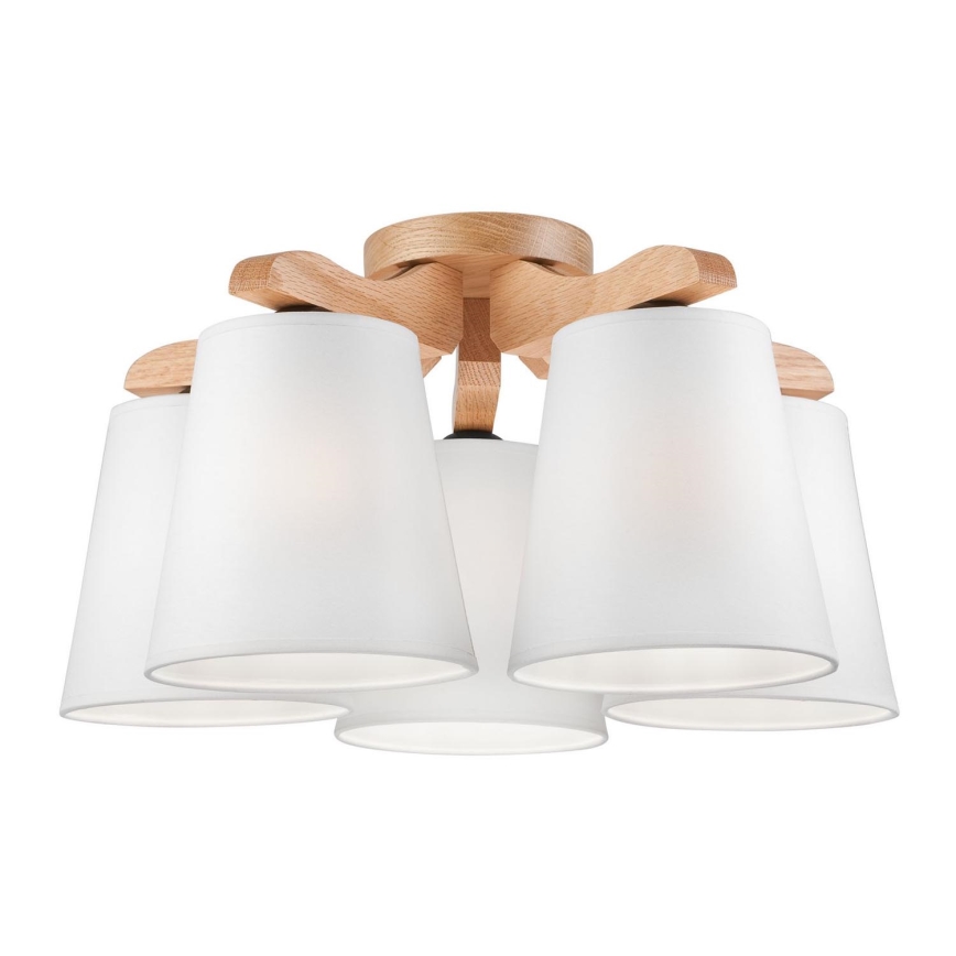 Candelabro fixo ANDREA 5×E27/60W/230V Carvalho/Branco