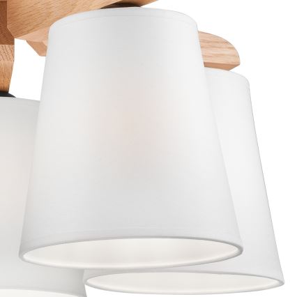 Candelabro fixo ANDREA 5×E27/60W/230V Carvalho/Branco
