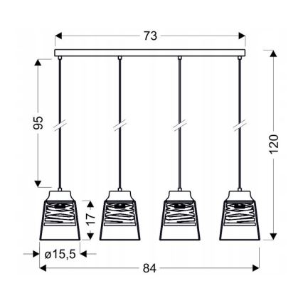 Candelabro fixo FRESNO 4xE27/60W/230V