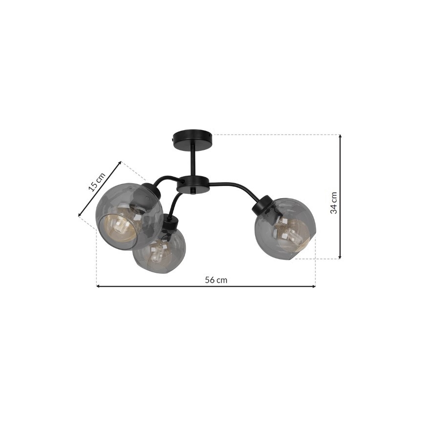 Candelabro fixo SOFIA 3xE27/60W/230V preto