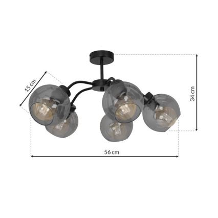 Candelabro fixo SOFIA 5xE27/60W/230V preto