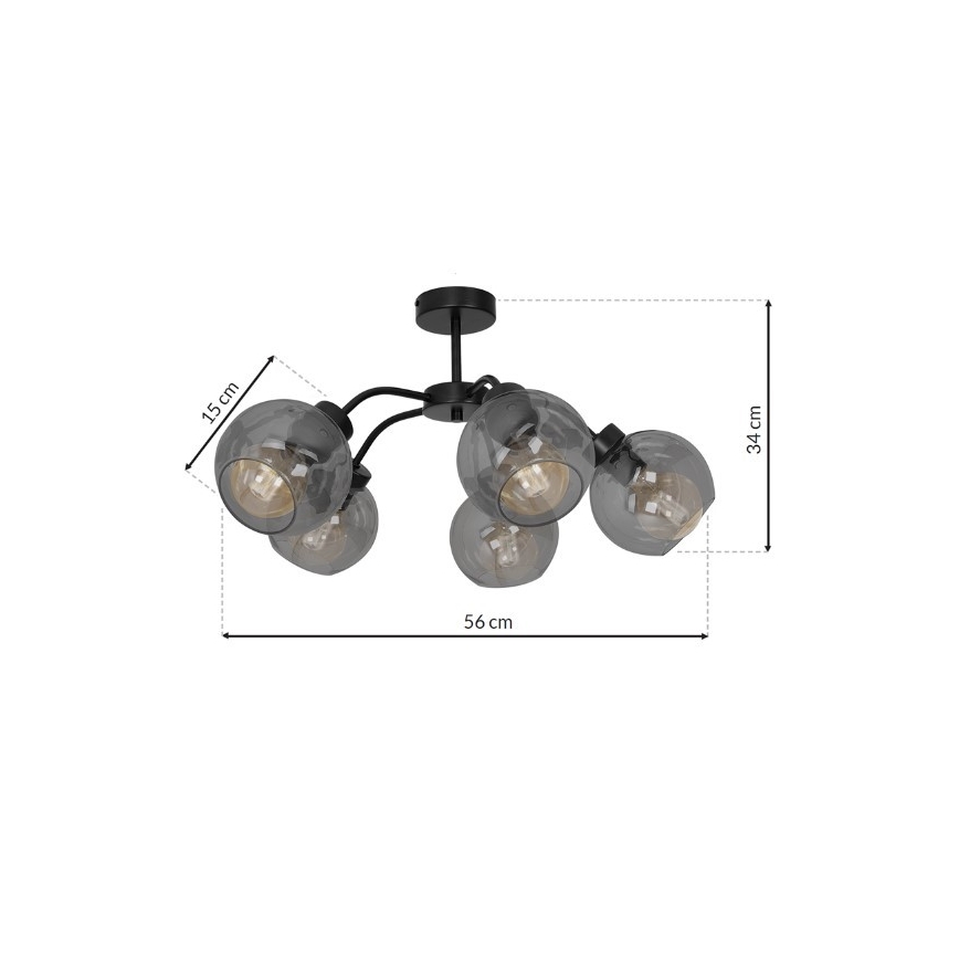 Candelabro fixo SOFIA 5xE27/60W/230V preto