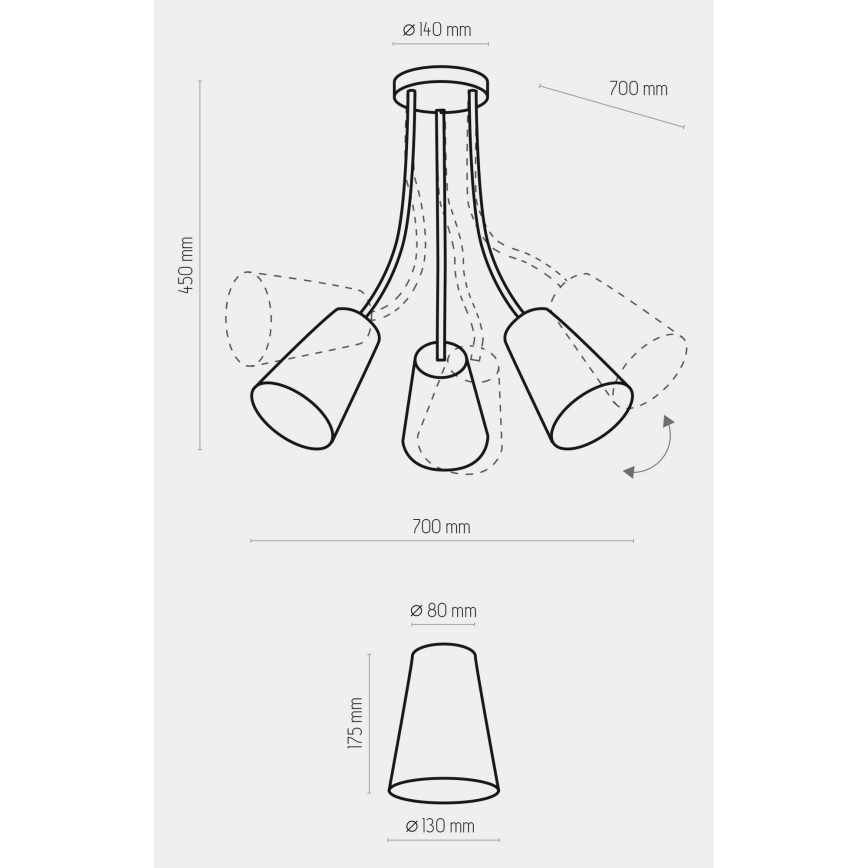 Candelabro infantil WIRE KIDS 3xE27/15W/230V
