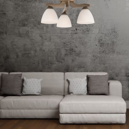 Candelabro integrado ADRIANO 3xE27/60W/230V faia - FSC certificado