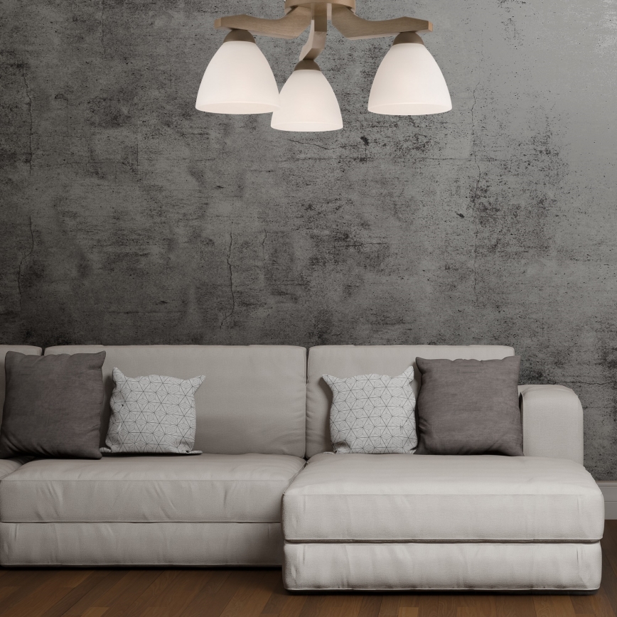 Candelabro integrado ADRIANO 3xE27/60W/230V faia - FSC certificado