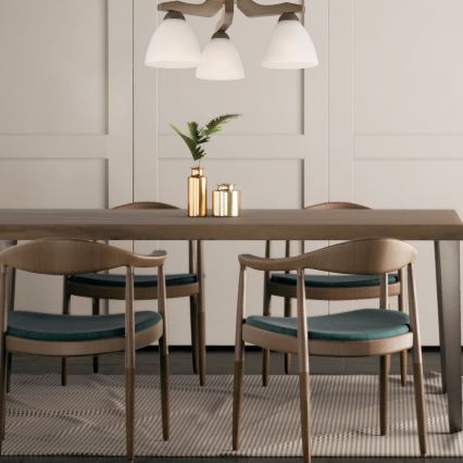 Candelabro integrado ADRIANO 3xE27/60W/230V faia - FSC certificado