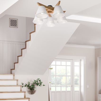 Candelabro integrado ANTONIO 5xE14/40W/230V carvalho