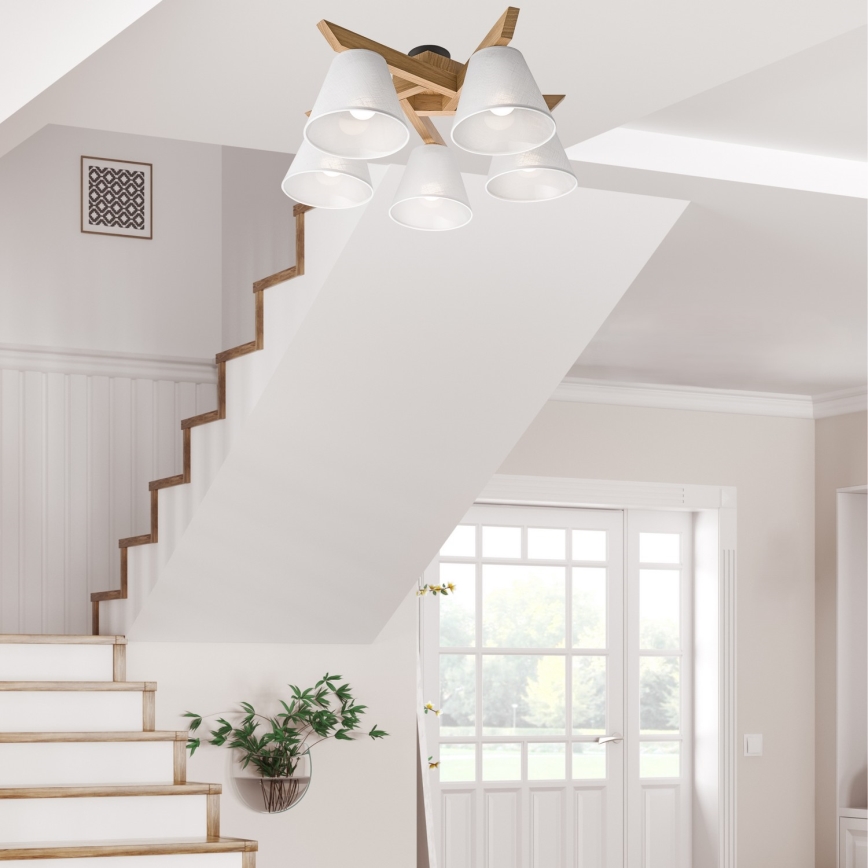 Candelabro integrado ANTONIO 5xE14/40W/230V carvalho