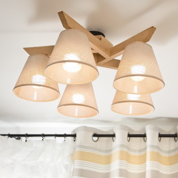 Candelabro integrado ANTONIO 5xE14/40W/230V carvalho