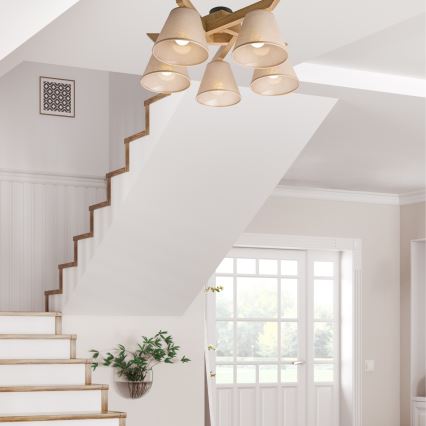 Candelabro integrado ANTONIO 5xE14/40W/230V carvalho