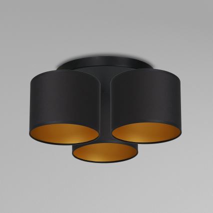 Candelabro integrado ARDEN 3xE27/60W/230V preto/dourado