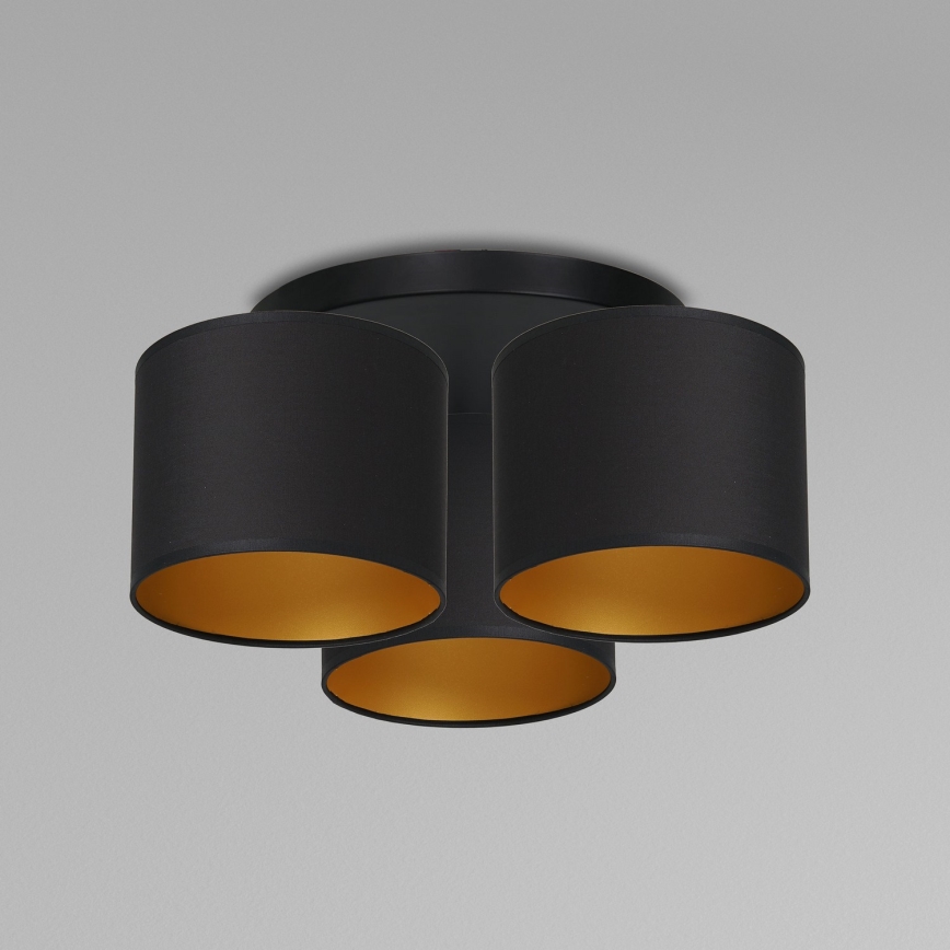 Candelabro integrado ARDEN 3xE27/60W/230V preto/dourado