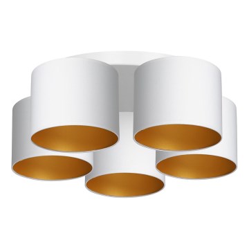 Candelabro integrado ARDEN 5xE27/60W/230V branco/dourado