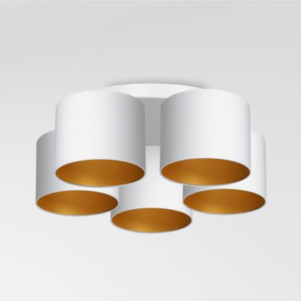 Candelabro integrado ARDEN 5xE27/60W/230V branco/dourado