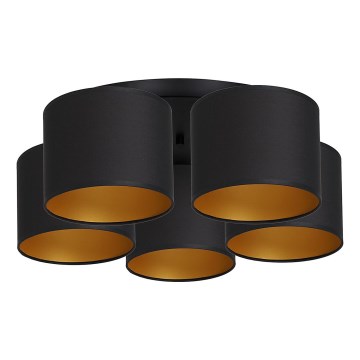 Candelabro integrado ARDEN 5xE27/60W/230V preto/dourada
