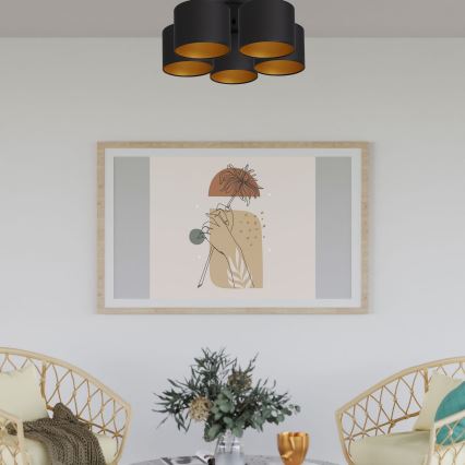 Candelabro integrado ARDEN 5xE27/60W/230V preto/dourada