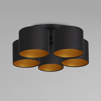 Candelabro integrado ARDEN 5xE27/60W/230V preto/dourada