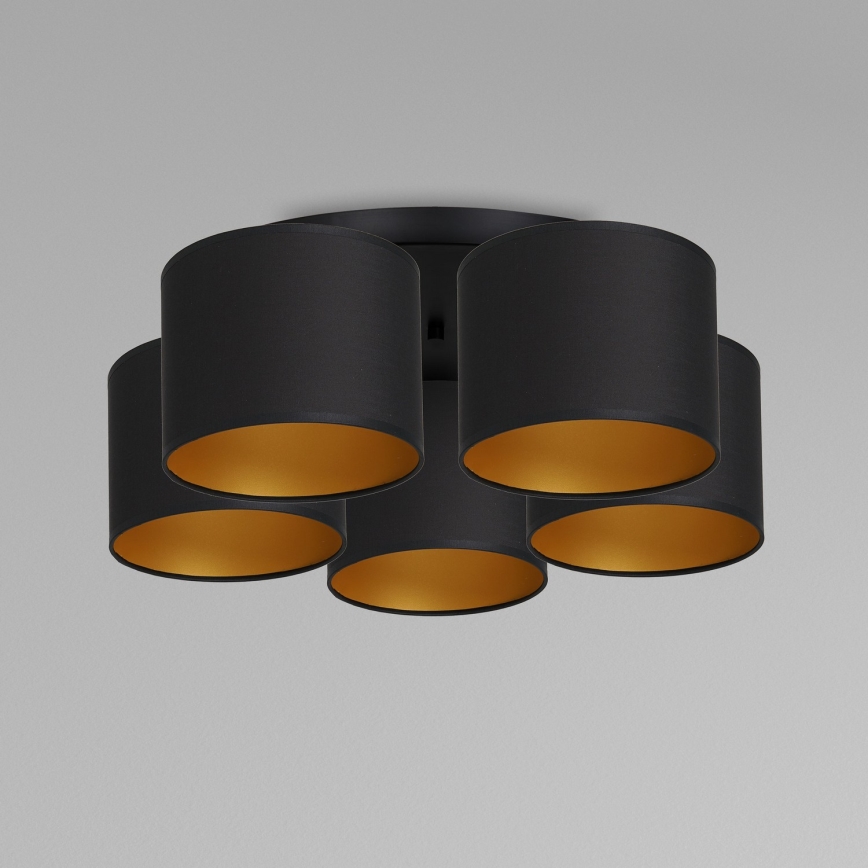 Candelabro integrado ARDEN 5xE27/60W/230V preto/dourada