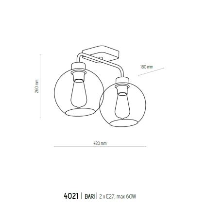 Candelabro integrado BARI 2xE27/60W/230V