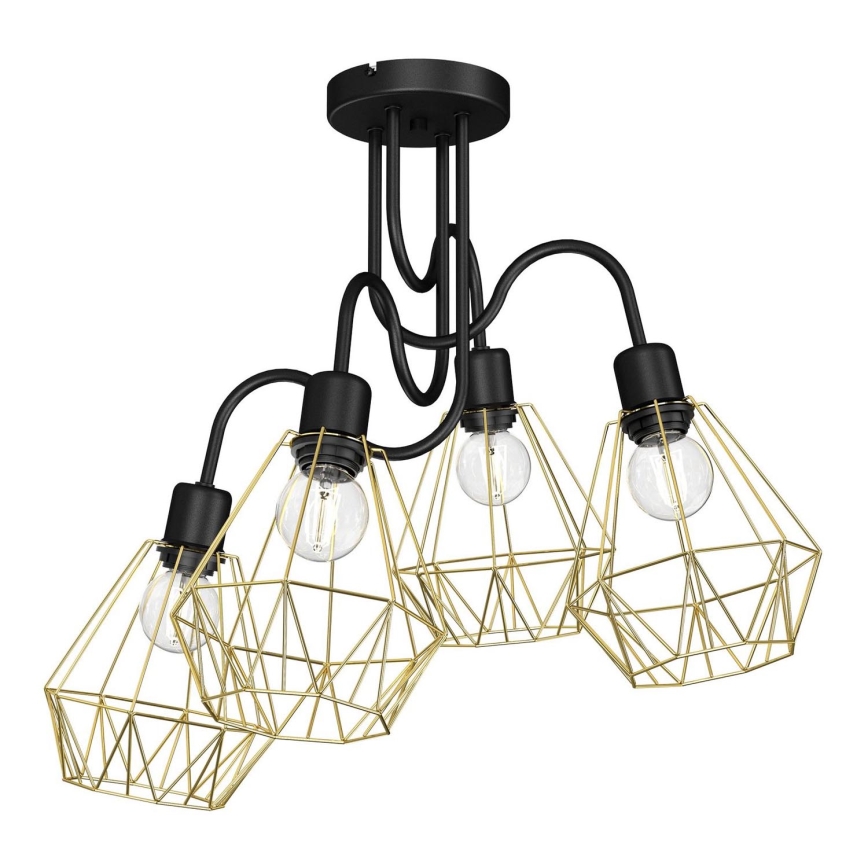 Candelabro integrado BERGEN 4xE27/60W/230V preto/dourado