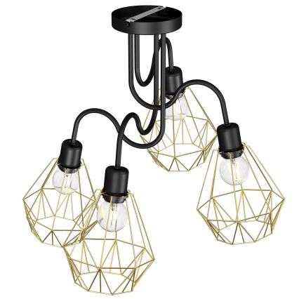 Candelabro integrado BERGEN 4xE27/60W/230V preto/dourado