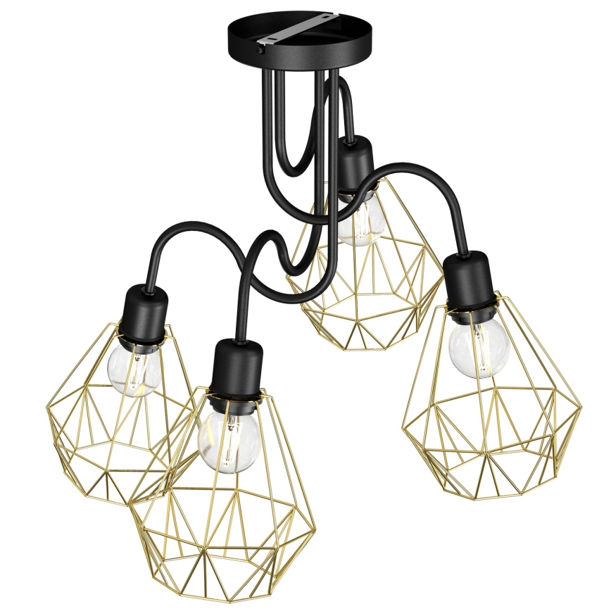 Candelabro integrado BERGEN 4xE27/60W/230V preto/dourado