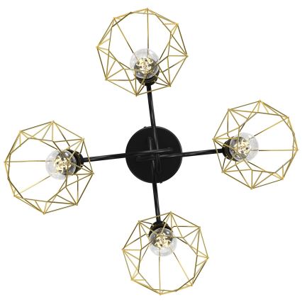 Candelabro integrado BERGEN 4xE27/60W/230V preto/dourado