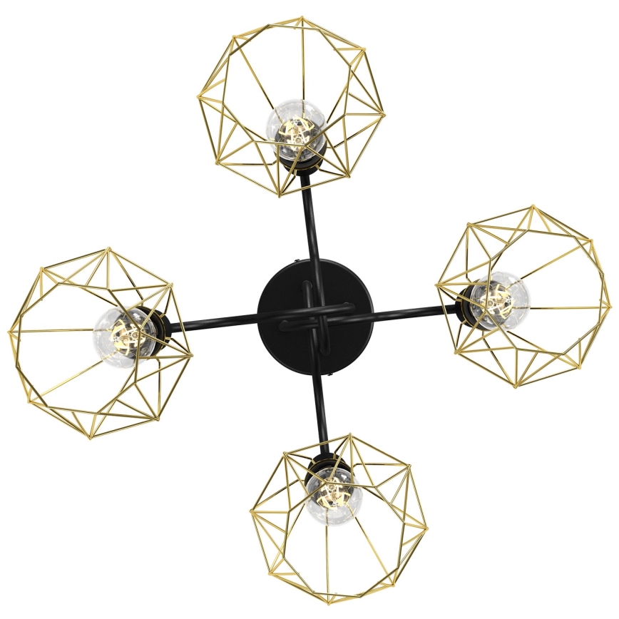 Candelabro integrado BERGEN 4xE27/60W/230V preto/dourado