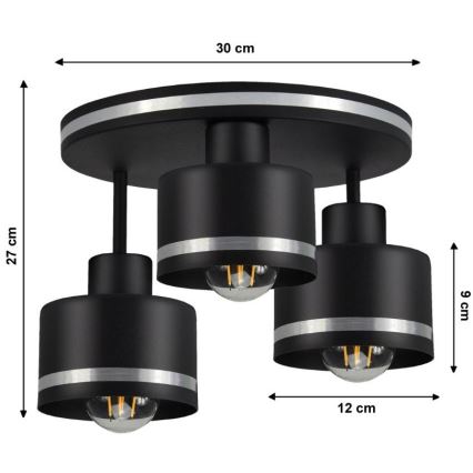 Candelabro integrado BODO SILVER 3xE27/60W/230V