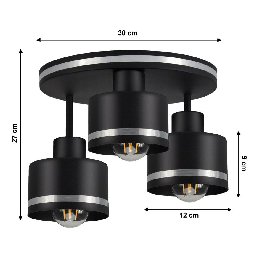 Candelabro integrado BODO SILVER 3xE27/60W/230V